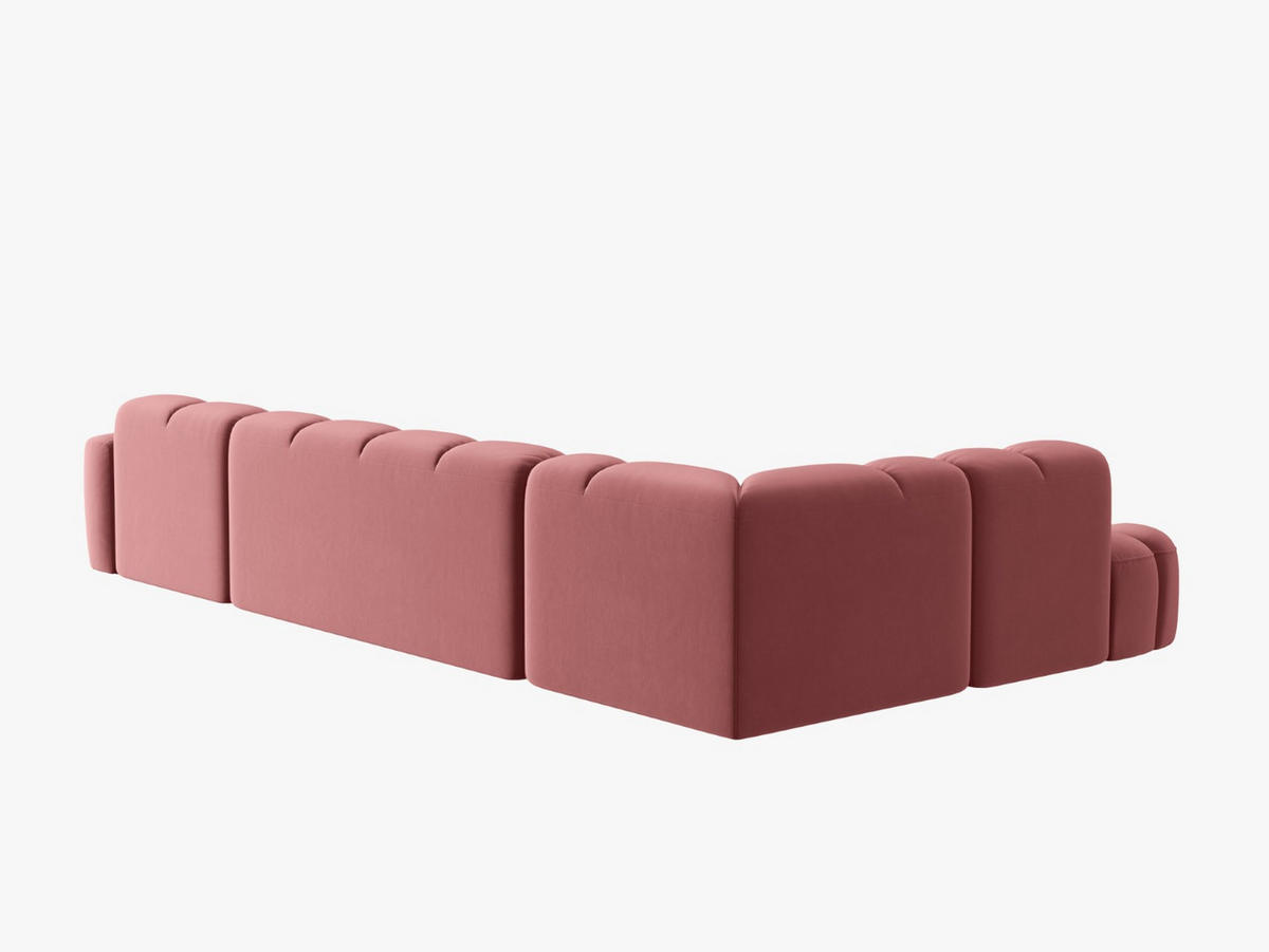 PANORAMASOFA links Lisa aus Samt lachs 7 Sitzplätze - Dunkelrosa, Textil (234/77/387cm) - Micadoni