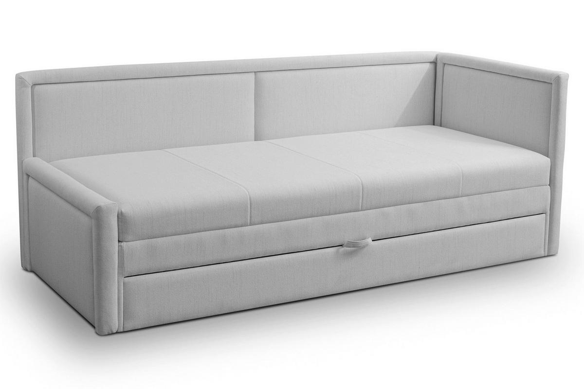 JUGENDBETT Caprili Hellgrau mit Bettkasten - Hellgrau/Schwarz, Kunststoff/Textil (163/189cm) - Selsey