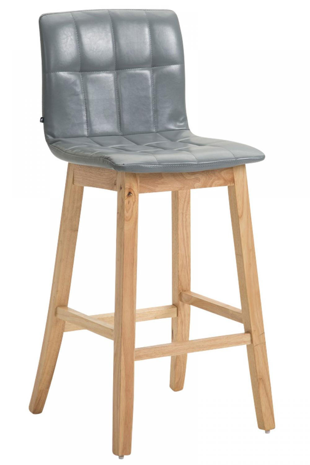 BARHOCKER Lederlook grau - Eukalyptusholzfarben/Grau, Holz/Textil (47/106/50cm) - CLP