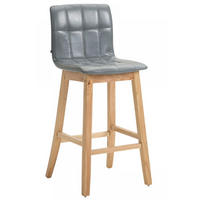 BARHOCKER Lederlook grau - Eukalyptusholzfarben/Grau, Holz/Textil (47/106/50cm) - CLP