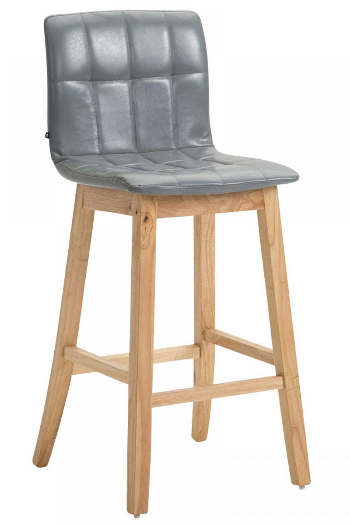 BARHOCKER Lederlook grau - Eukalyptusholzfarben/Grau, Holz/Textil (47/106/50cm) - CLP