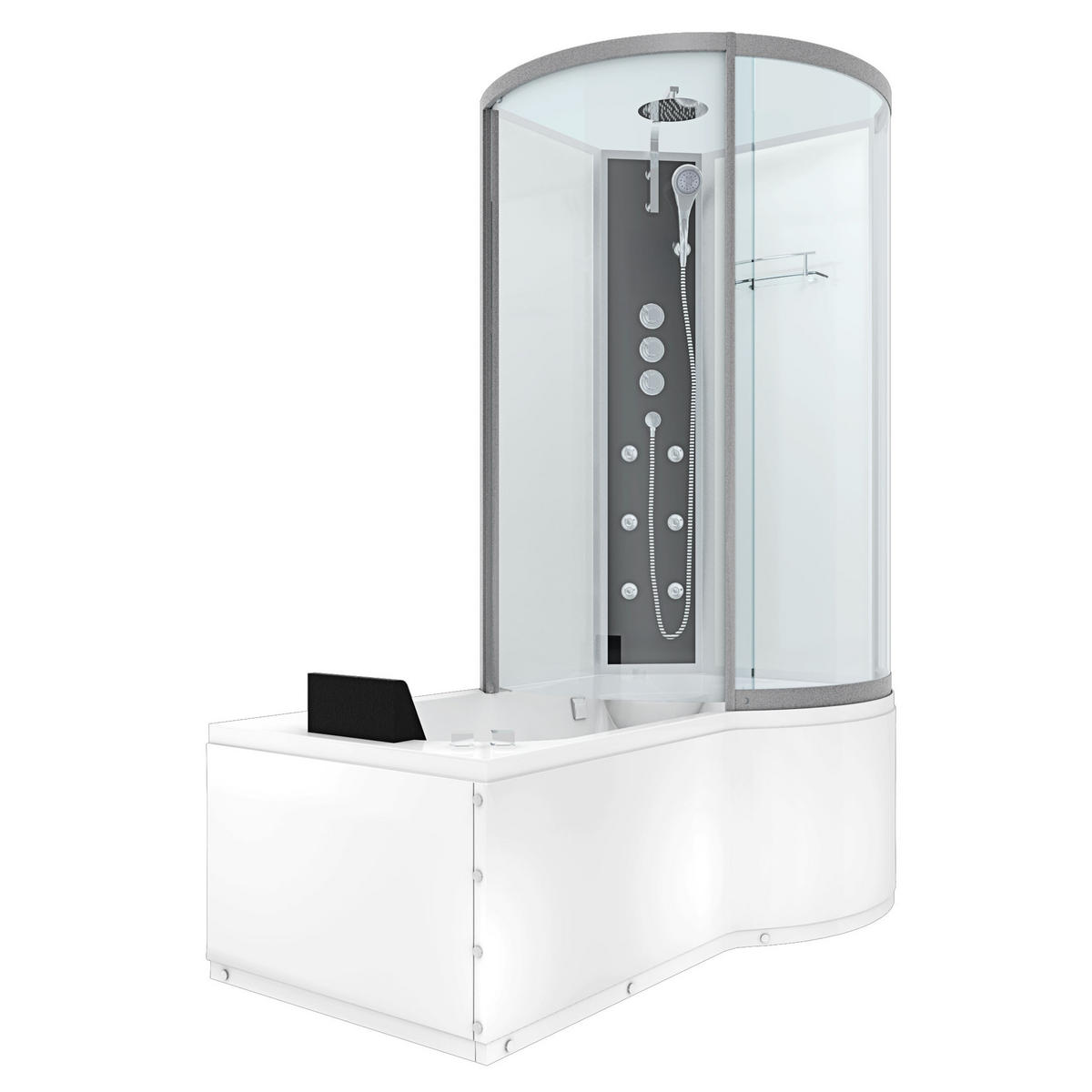 WHIRLPOOL Wanne Duschkabine ws K50-L02-WP-EC 170x1 - Weiß, Glas/Kunststoff (98/225/170cm) - AcquaVapore by Sandra Jentho