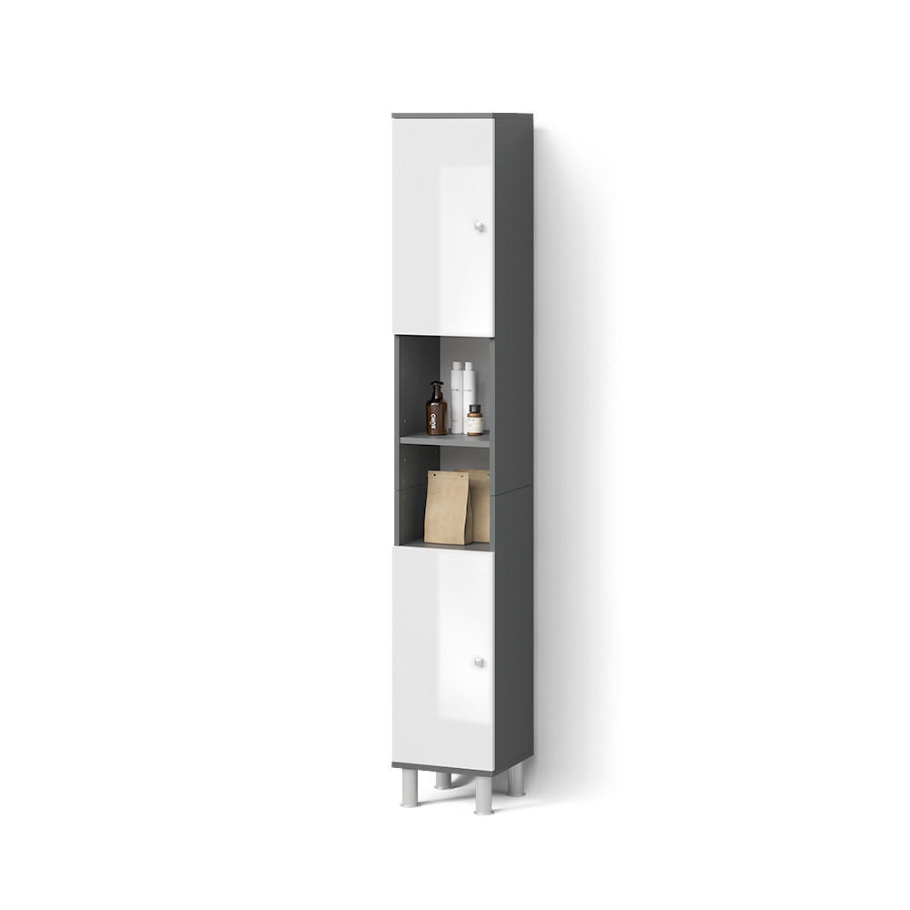 BADSCHRANK Fucino Anthrazit 30 x 190 cm - Anthrazit/Grau, Holzwerkstoff (30/190/30cm) - Livinity®