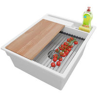 SPÜLBECKEN Oslo Pocket, 2-er set Weiß 43/53 cm 1 Becken + Ablauf-Set + Küchenzubehörset ab 45er Unterschrank - Chromfarben/Beige, Kunststoff (43/20/53cm) - Primagran