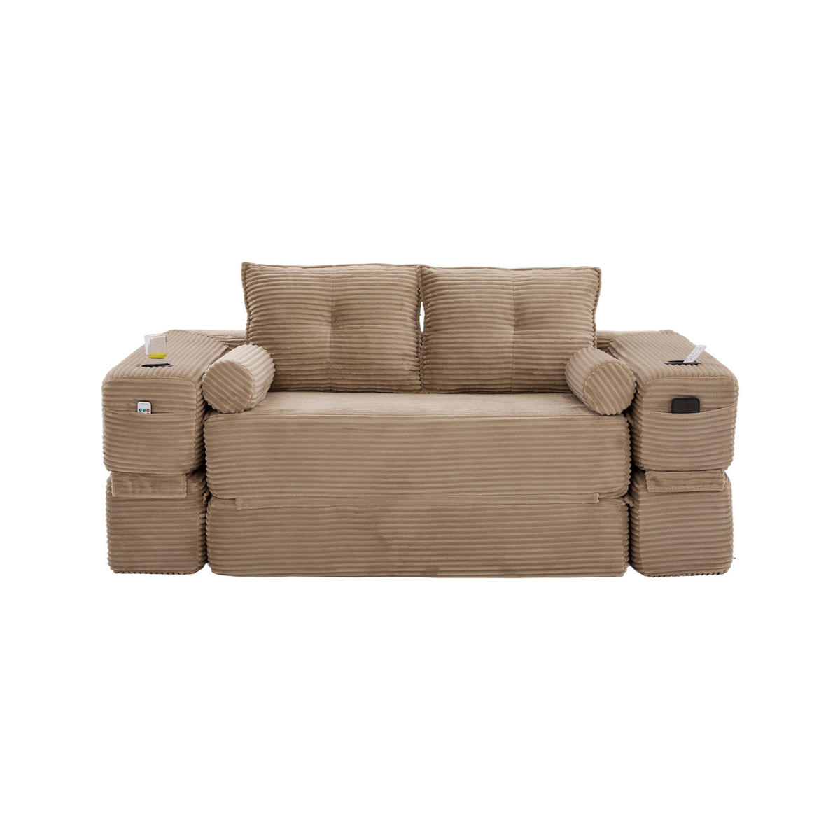 SCHLAFSOFA DE-33817 mit Federkern und Memory-Schaum Khaki - Sandfarben, Textil (180/80/98cm) - ComfortXL