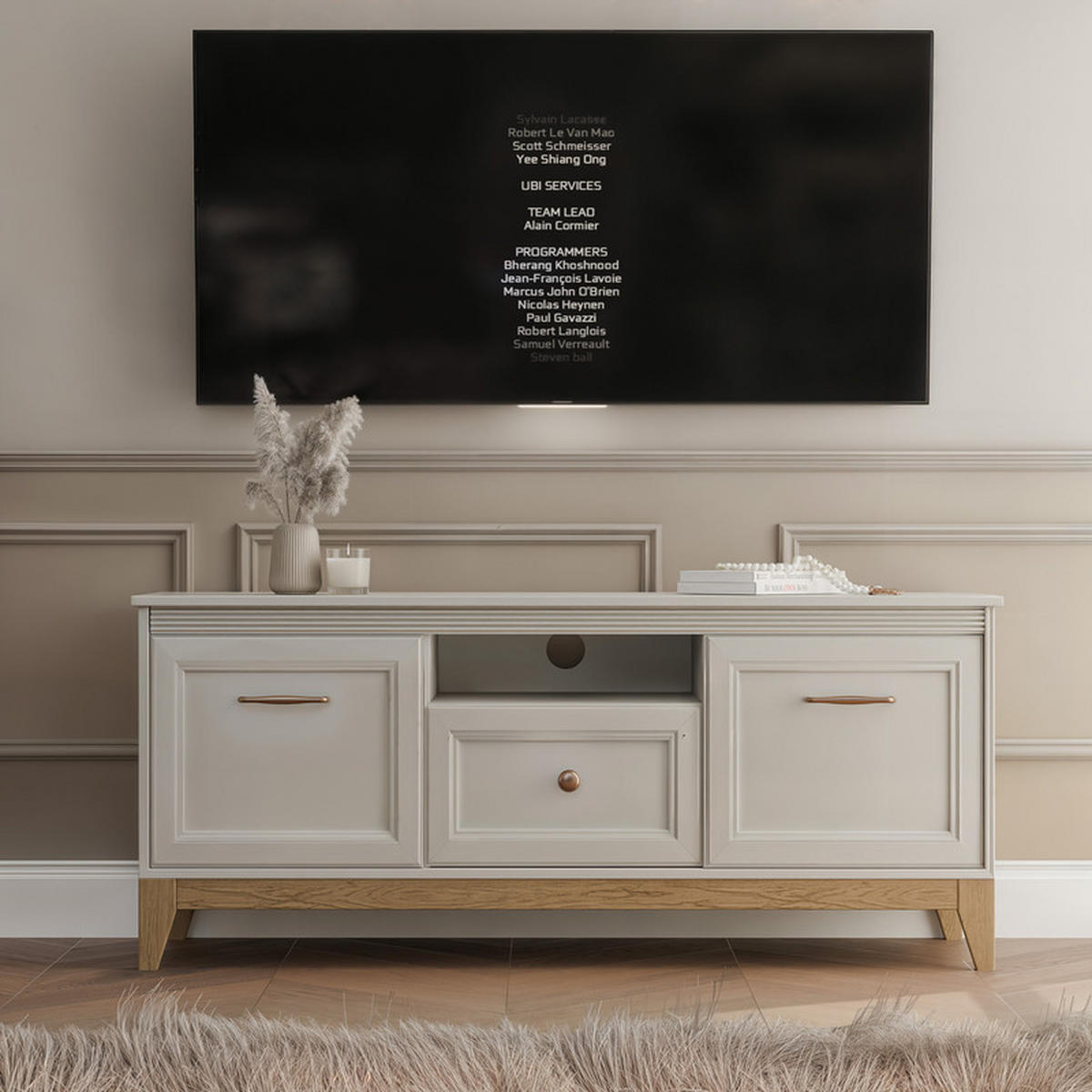 TV-LOWBOARD DIUNA 136 cm, Kaschmir - Kaschmir/Goldfarben, Holzwerkstoff/Metall (135.5/61.5/40.5cm) - Idohome