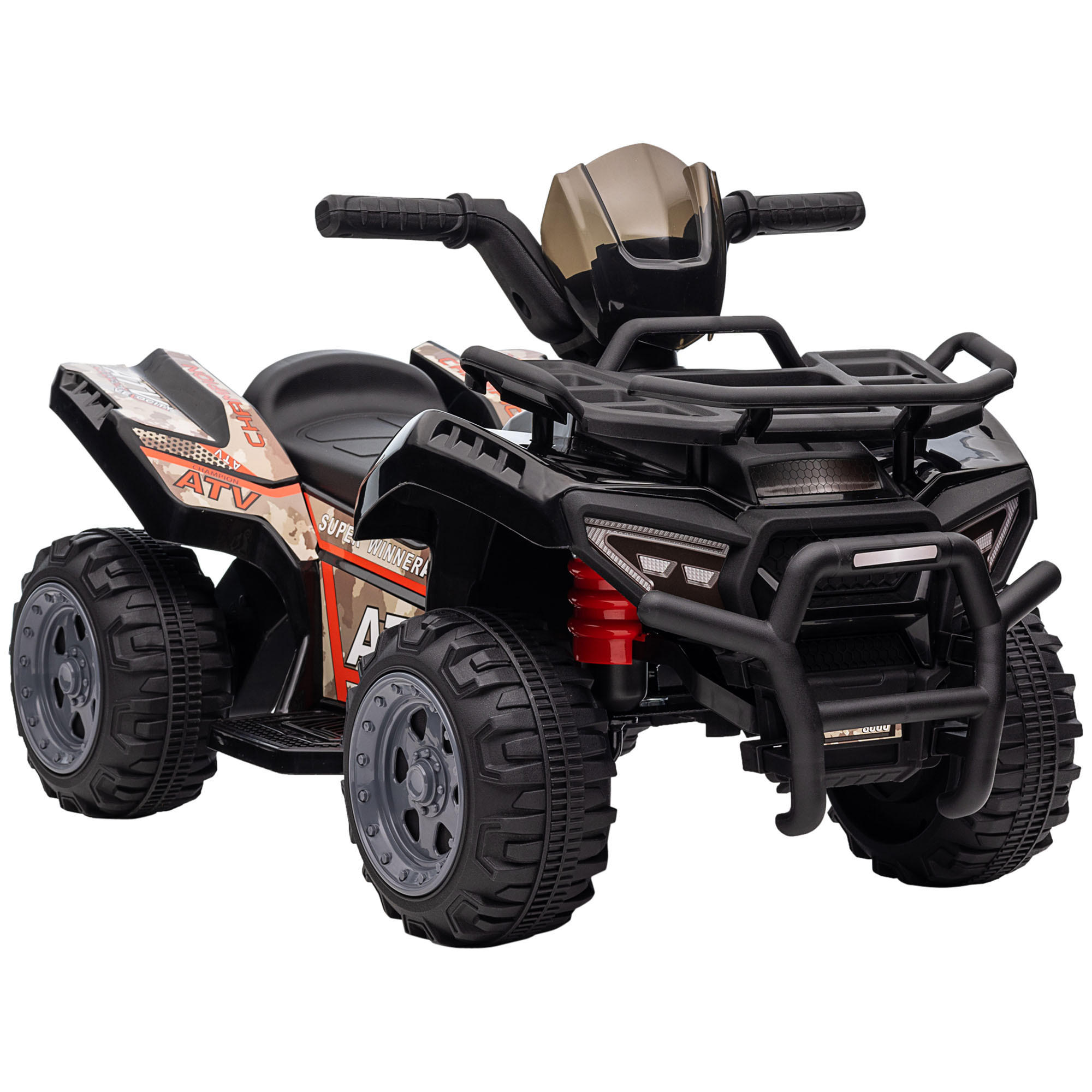MINI ELEKTRO-QUAD KINDER, Schwarz/Grün/Rosa/Rot, Metall+ PP-Kunststoff - Schwarz, Metall (70/42/45cm) - HOMCOM