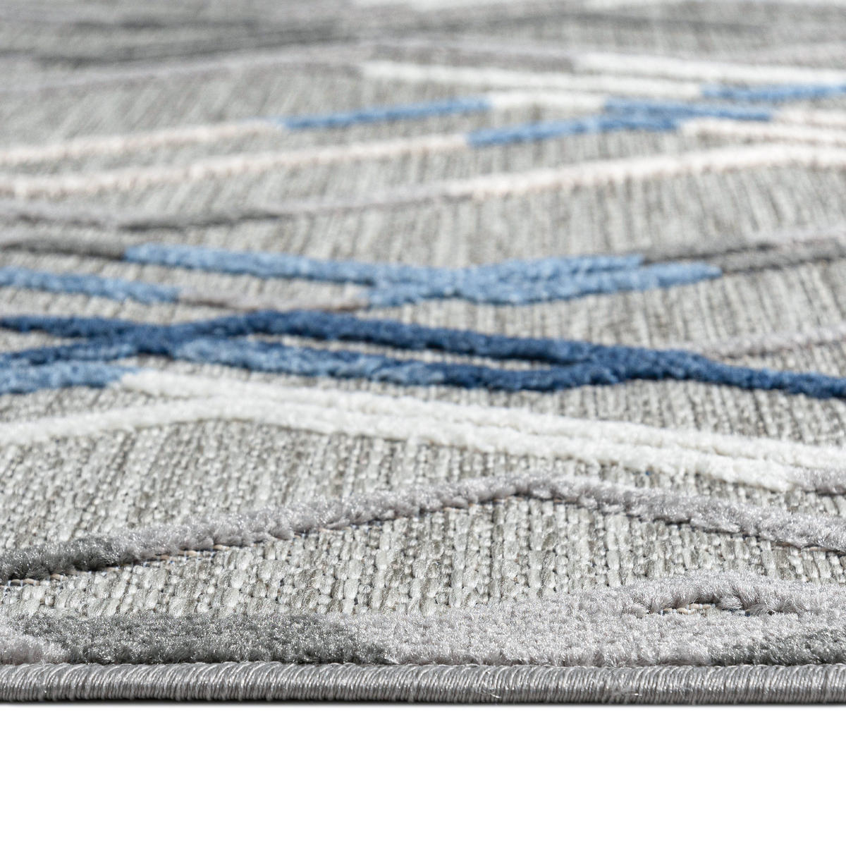 TEPPICH In-Outdoor Blau Abstract, Streifen - Kurzflor Rechteckig Grau - 160 x 230 cm - Blau, Textil (160/230cm) - Mazovia
