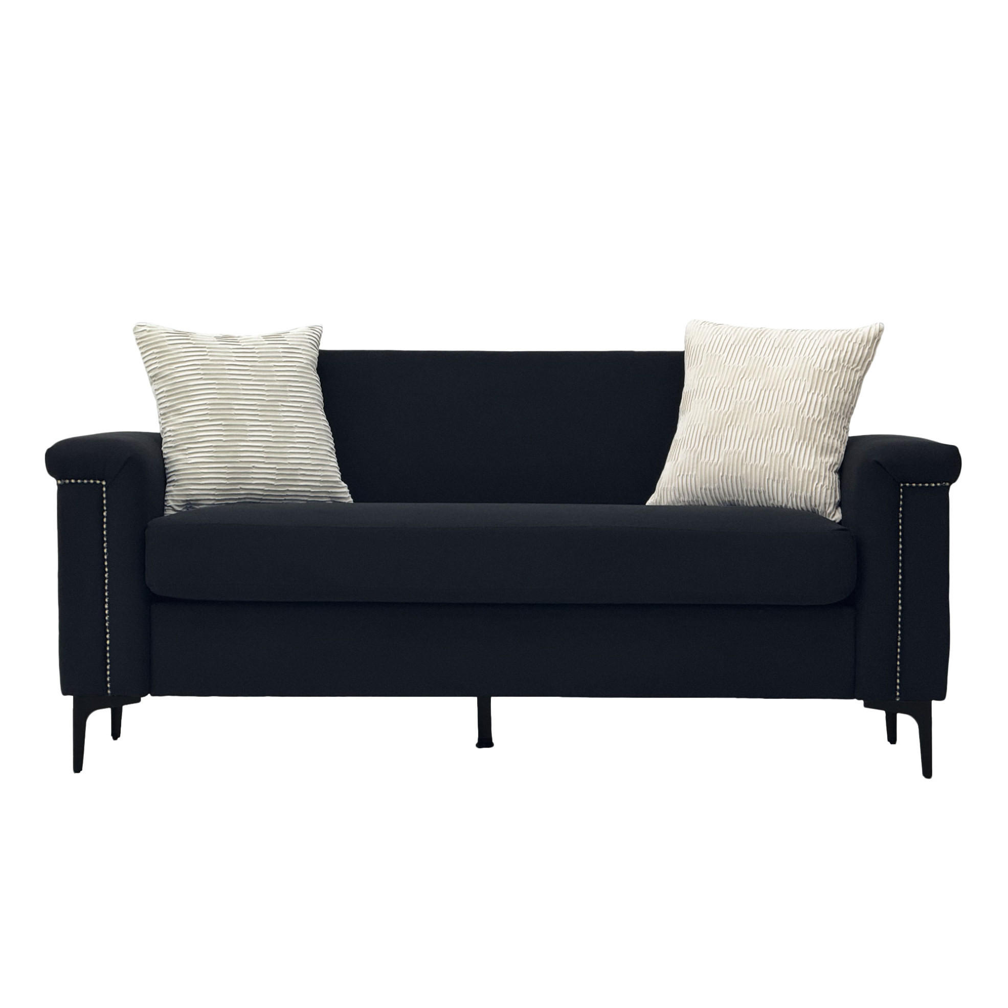 2-SITZER Sofa Massivholzrahmen mit Stoffbezug und Metallfüßen 172/73.5/81.5 cm Schwarz - Schwarz, Textil (73.5/81.5/172cm) - Redom
