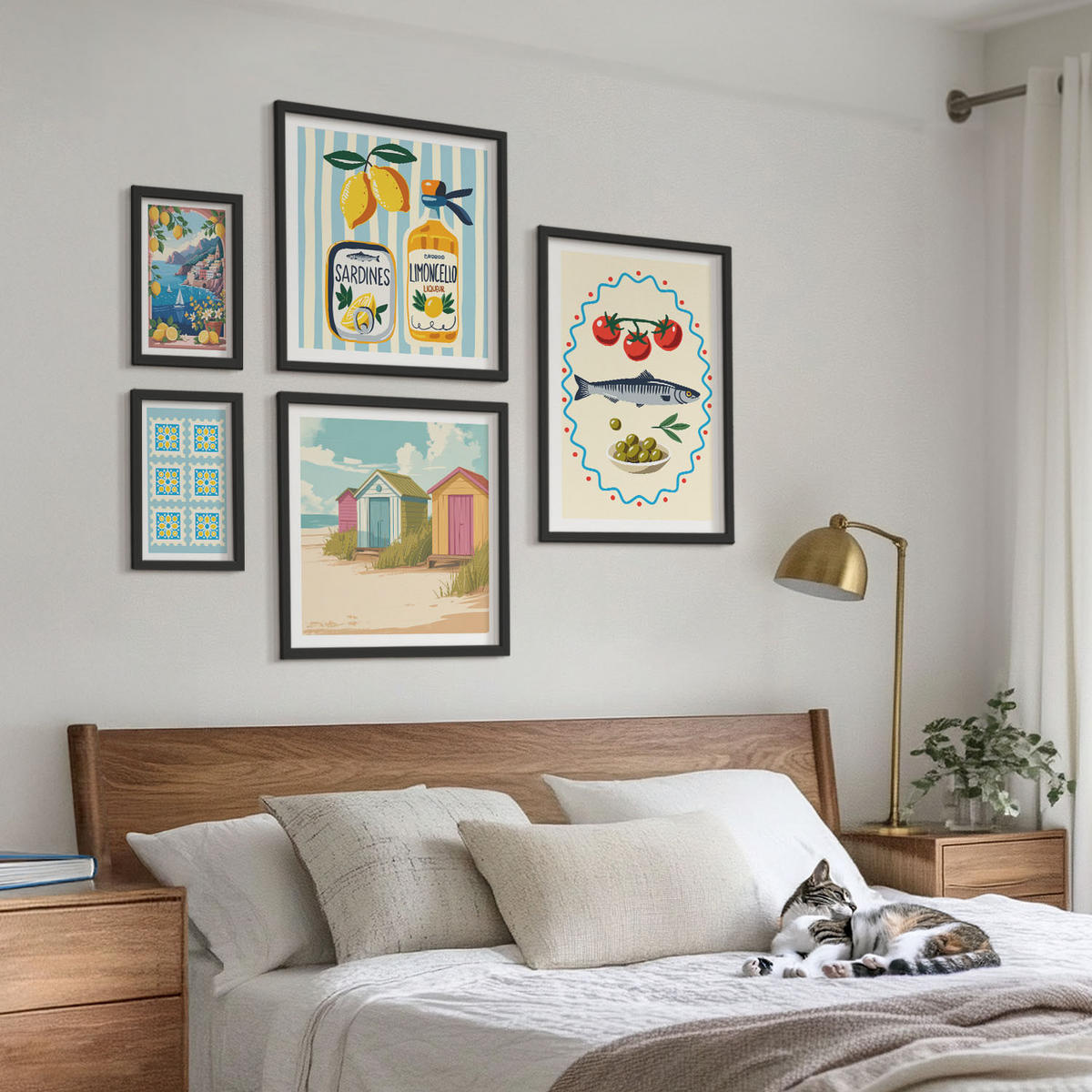 WANDBILDER 5er-Set - 50x50 cm & 20x30 cm & 40x60 cm Schwarzer Rahmen - Blumenwein Mailand Paris - Schwarz, Kunststoff (40/60cm) - ArtPrintCave