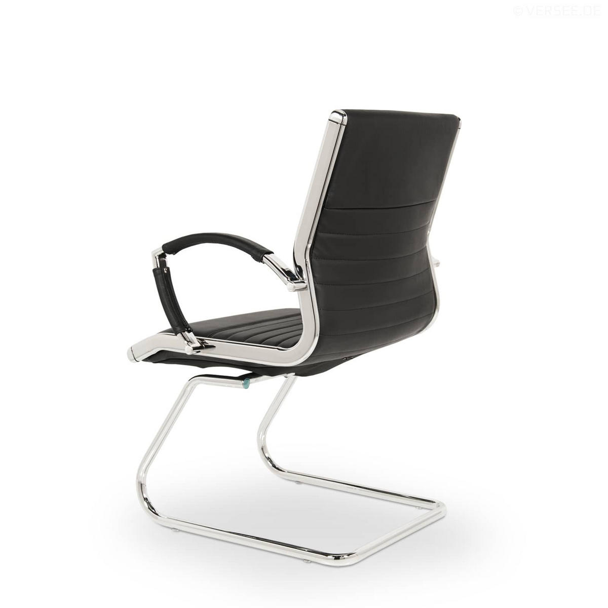 BESUCHERSTUHL Montreal Echtleder Schwarz – ergonomisch, 150 kg belastbar - Schwarz Hochglanz, Leder/Metall (60/95/60cm) - Versee