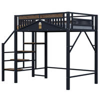 HOCHBETT 140/200 cm aus Metall mit Sicherheitsleiter, Schwarz - Schwarz, Metall (140/200cm) - OKMYHOME