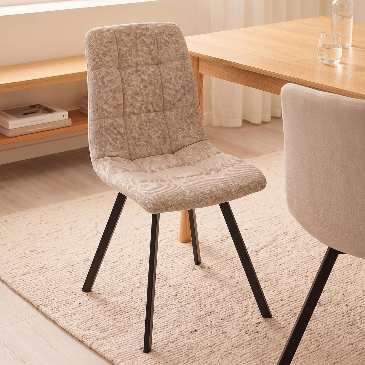 4ER-SET gepolsterte Stühle Chilli 86/55/45 cm - Beige, Holzwerkstoff (46/87/66cm) - Calicosy