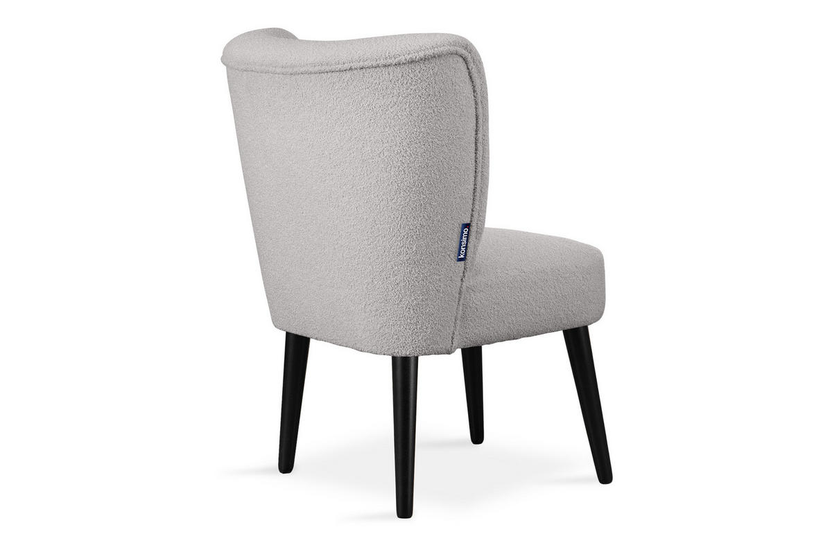 COCKTAILSESSEL APPA uf hohen schwarz lackierten Beinen aus Buchenholz, aus recyceltem Boucle-Stoff, Hellgrau/Schwarz - Hellgrau/Schwarz, Holz/Textil (63/89/65cm) - KONSIMO®