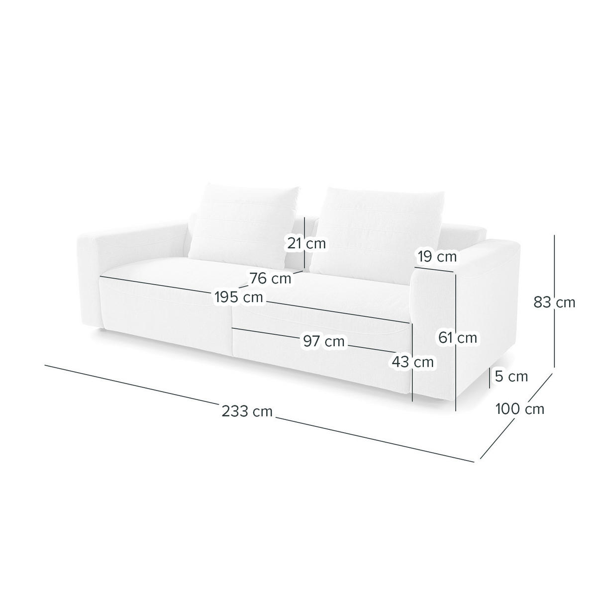 3-SITZER SOFA - Webstoff - Beige, Textil (233/83/100cm) - home24