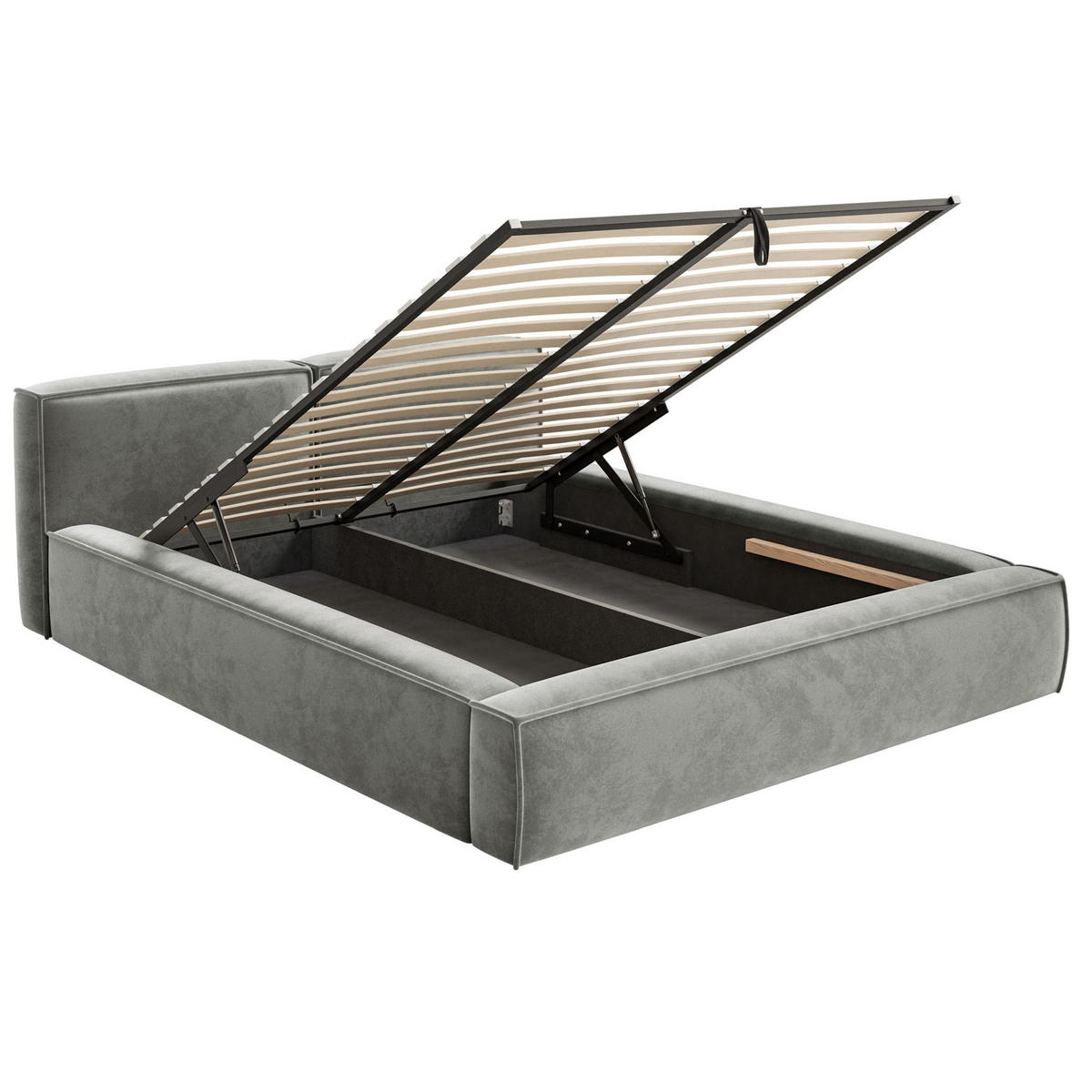 POLSTERBETT Tilves Slim Grau 160x200 cm - Schwarz/Grau, Kunststoff/Textil (160/200cm) - Selsey