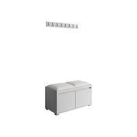 GARDEROBEN-SET Grawis 80 I - Weiß Hochglanz/Silberfarben, Holzwerkstoff/Kunststoff (84.5/45/34cm) - MIRJAN24