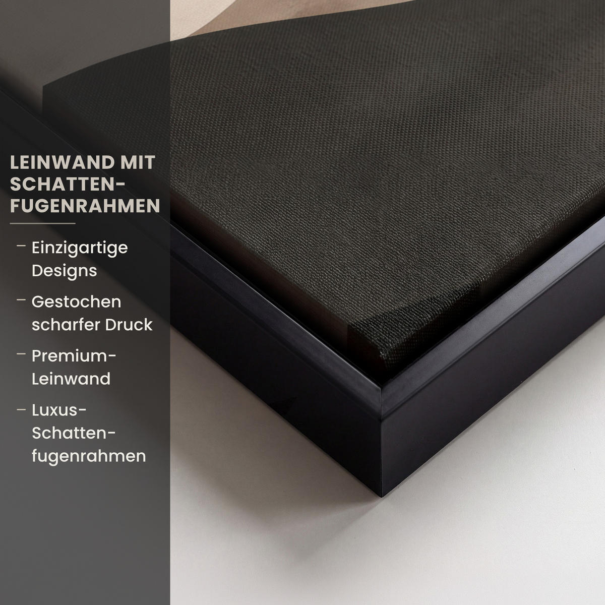 LEINWAND Bilder mit Rahmen - Abstrakt - Landschaft - Wellen - Cremefarben - 30x40 - Cappuccino, Textil (30/40cm) - MuchoWow