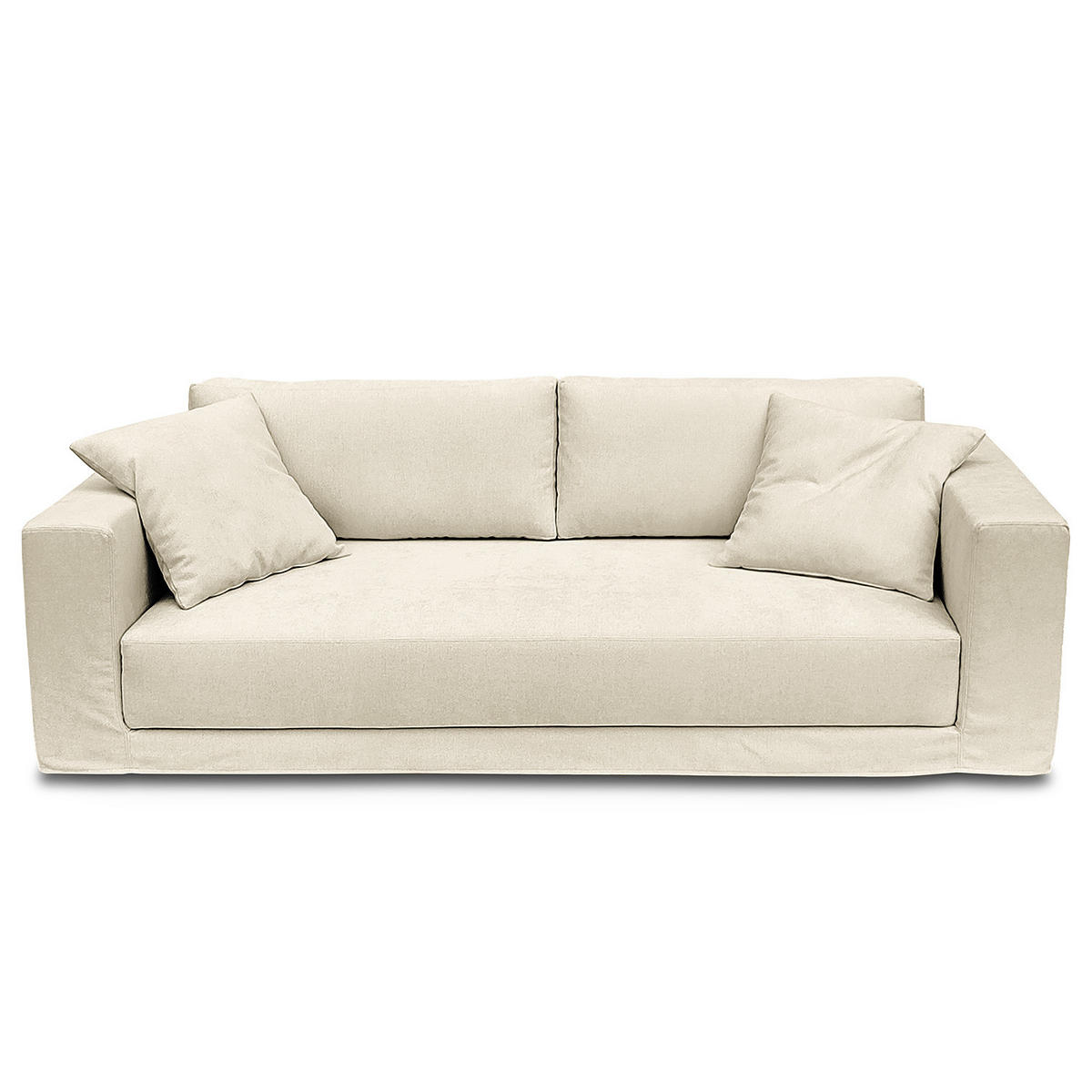 3-SITZER SOFA mit Wechselbezug - Webstoff - Creme, Textil (245/63/122cm) - home24