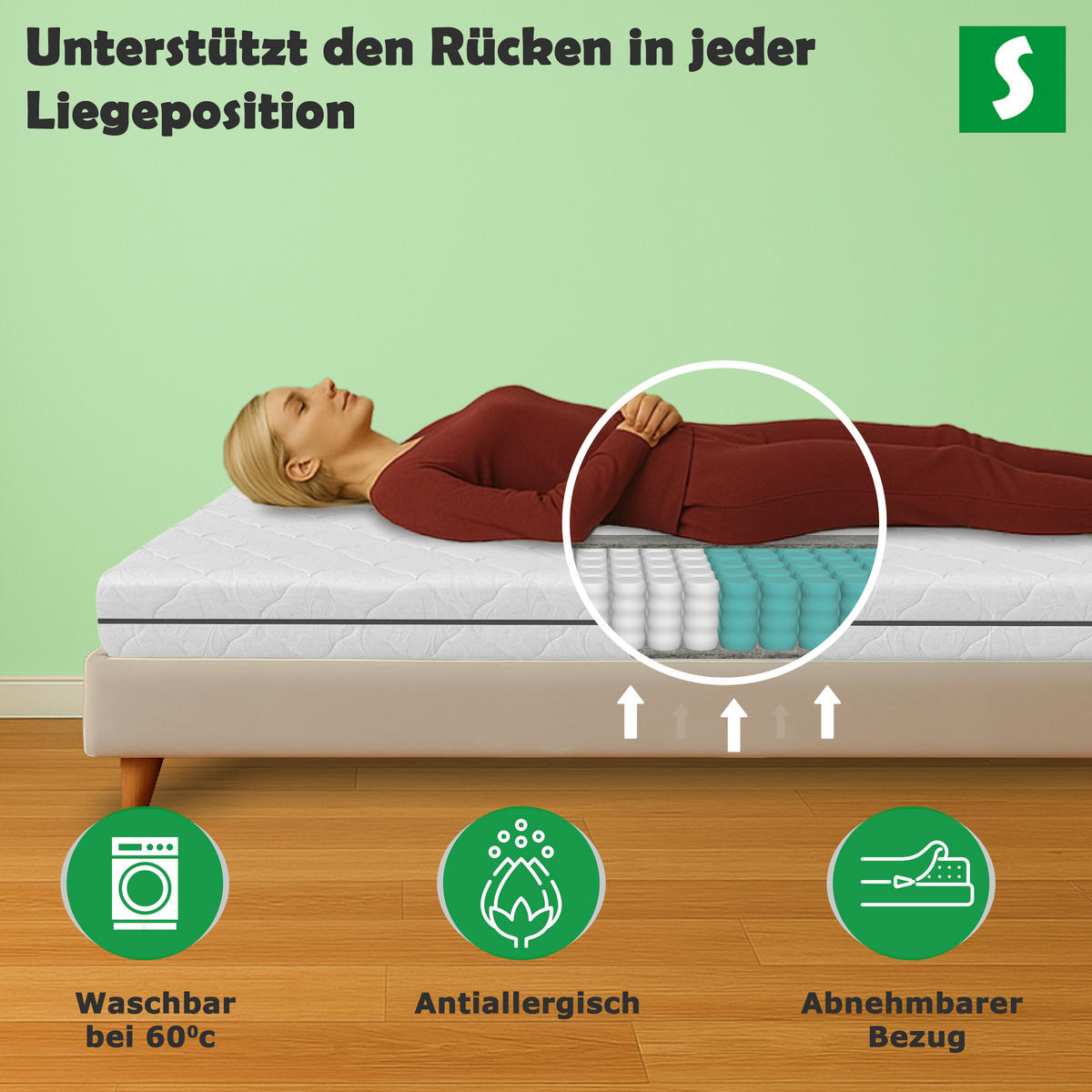 TASCHENFEDERKERNMATRATZE 140x200 cm - Weiß, Textil (140/200cm) - Schlaftroll