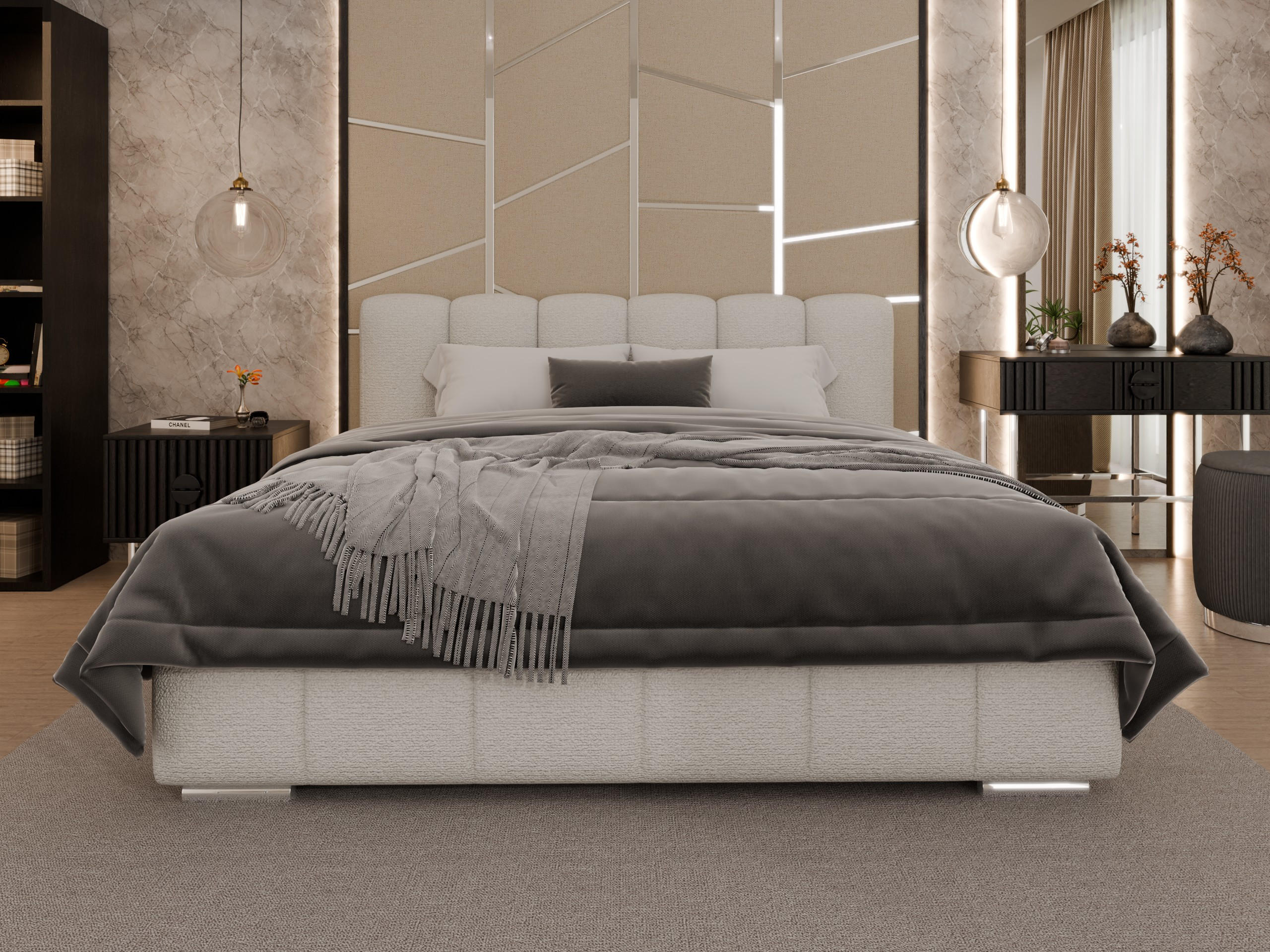 POLSTERBETT Zaira 180 x 200 cm mit Bettkasten und Lattenrost taschenfederkernmatratze mit kokos 19cm - taupe - Taupe, Holz (180/200cm) - Panda Möbel