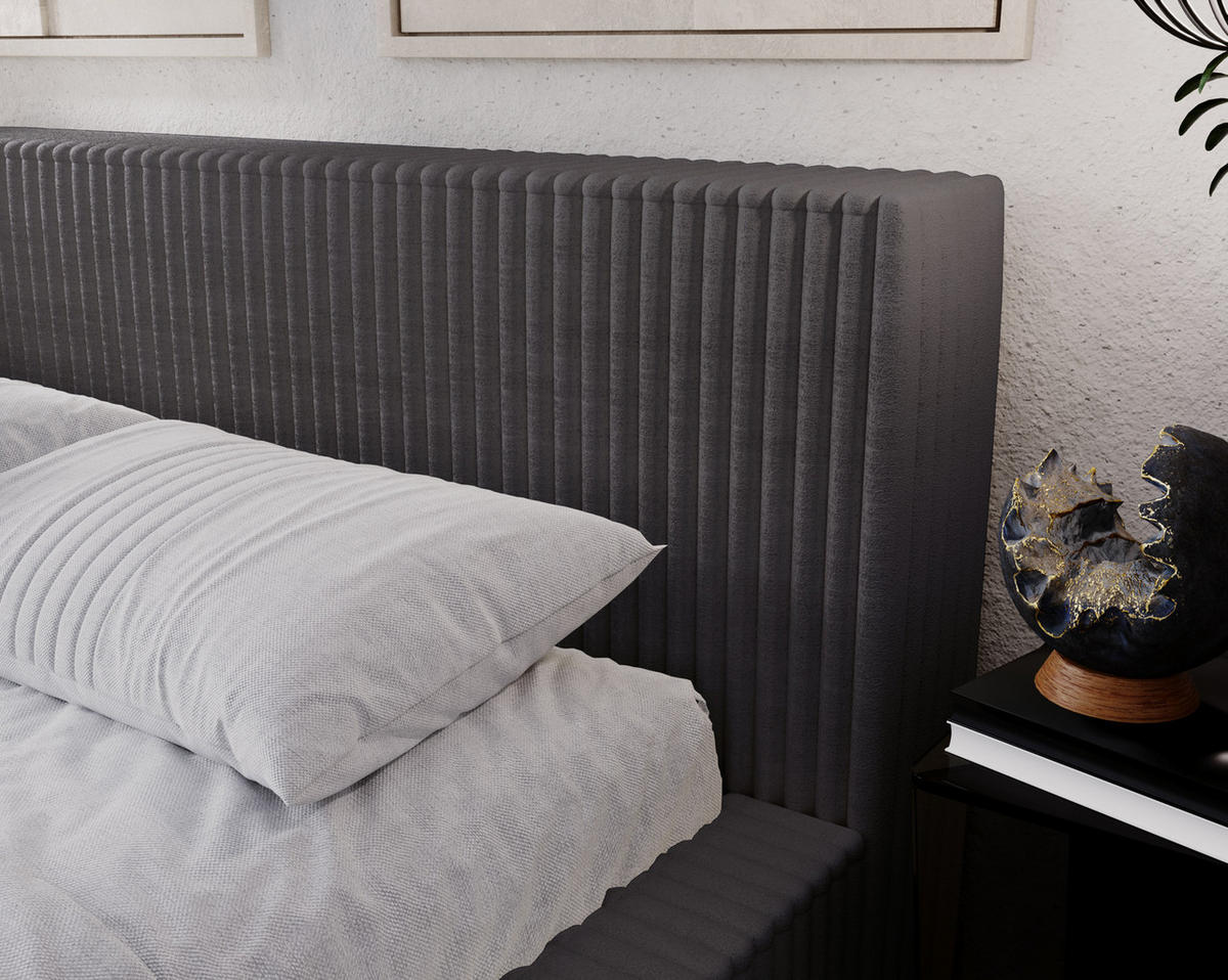 POLSTERBETT mit Bettkasten 160x200 Buffy, Cordstoff, Dunkelgrau - Dunkelgrau, Holz/Textil (160/200cm) - Emporius