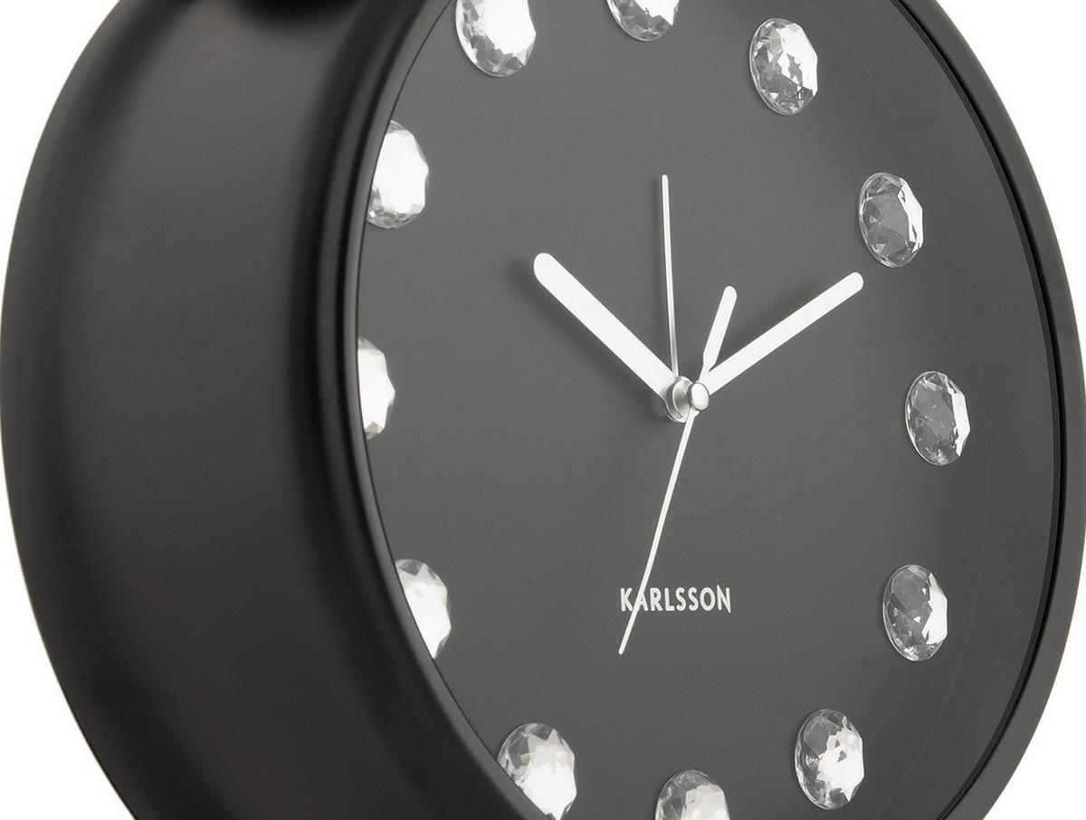 WECKER Glam Diamonds XL 23.5/23.5/30.5 cm - Schwarz, Metall (23.5/30.5/23.5cm) - Karlsson