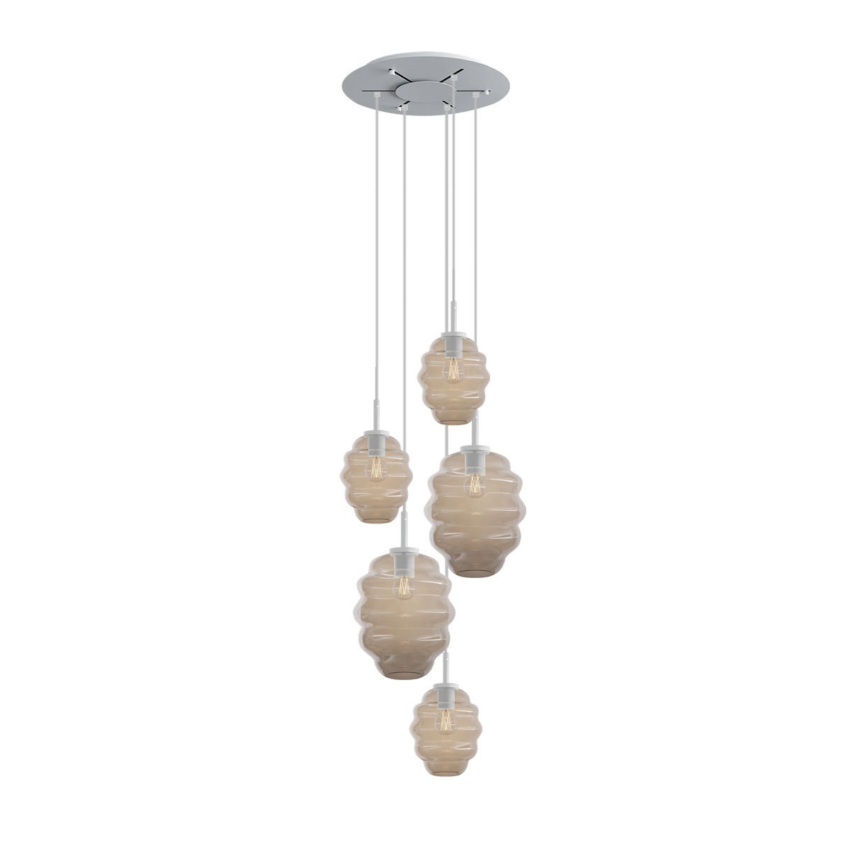 GALERIELEUCHTE Echos 5-flammig Klar Ø 18/25cm - Klar/Weiß, Glas (18/18/20cm) - s.luce