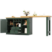BARTISCH 120-180/40/76 cm aus MDF, ausziehbar, drehbar mit Stauraum, Antikgrün - Dunkelgrün, Holzwerkstoff (40/180/76cm) - Redom