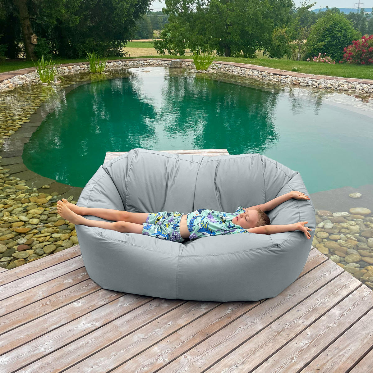 SITZSACK SOFA Lounge eisgrau für Indoor und Outdoor - Blaugrau/Grau, Textil (1600/60/1000cm) - Bruni