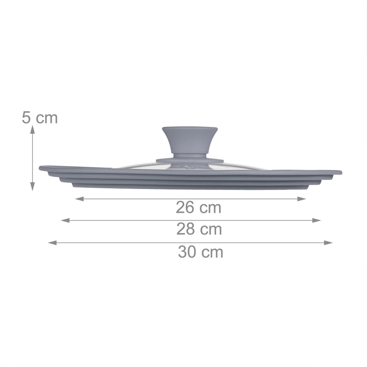 TOPFDECKEL - Grau, Glas/Kunststoff (31.5/31.5/5cm) - Relaxdays