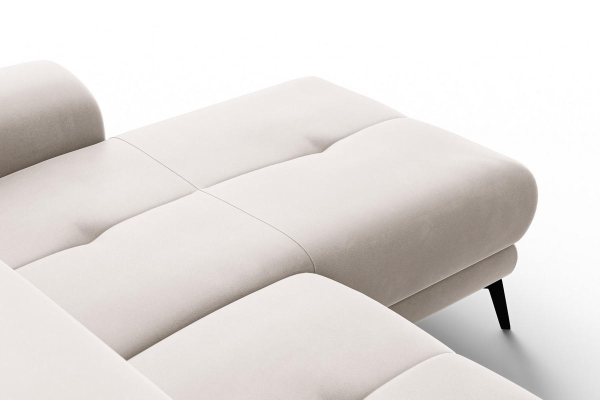 ECKSOFA FIERO 4-Sitzer RECHTS, Beiger Veloursstoff - Beige/Schwarz, Holz/Textil (288/170cm) - Courtois Laville