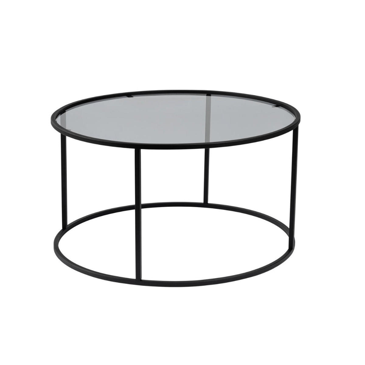 COUCHTISCH mit Glasplatte 80/80/43 cm - Schwarz, Metall (80/80/43cm) - Calicosy