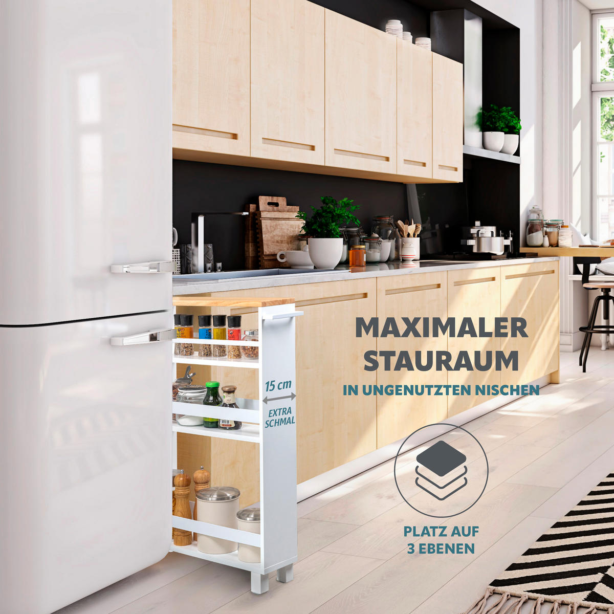 KÜCHENWAGEN, weiß - Weiß, Holz (50/79/15cm) - eluno