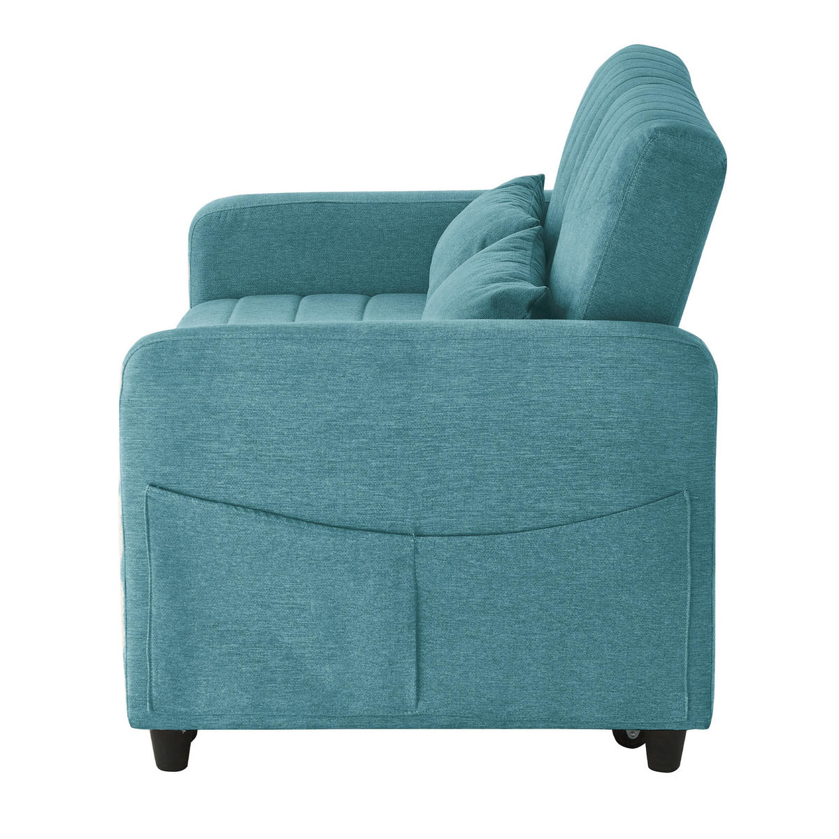 SCHLAFSOFA 2-SITZER Leinen Antikblaugrün mit Schlaffunktion, verstellbarer Rückenlehne und inkl. Kissen - Grün, Kunststoff/Textil (114/82.5/77cm) - WISHDOR