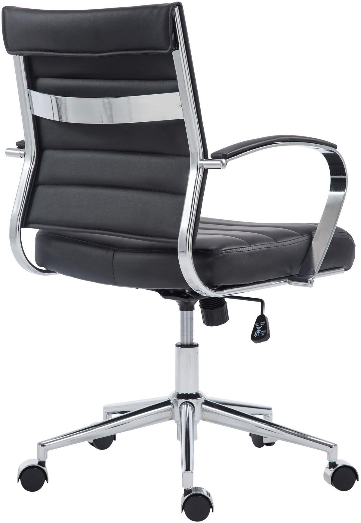 DREHSTUHL Lederlook Schwarz - Chromfarben/Schwarz, Leder/Textil (57/90/62cm) - CLP