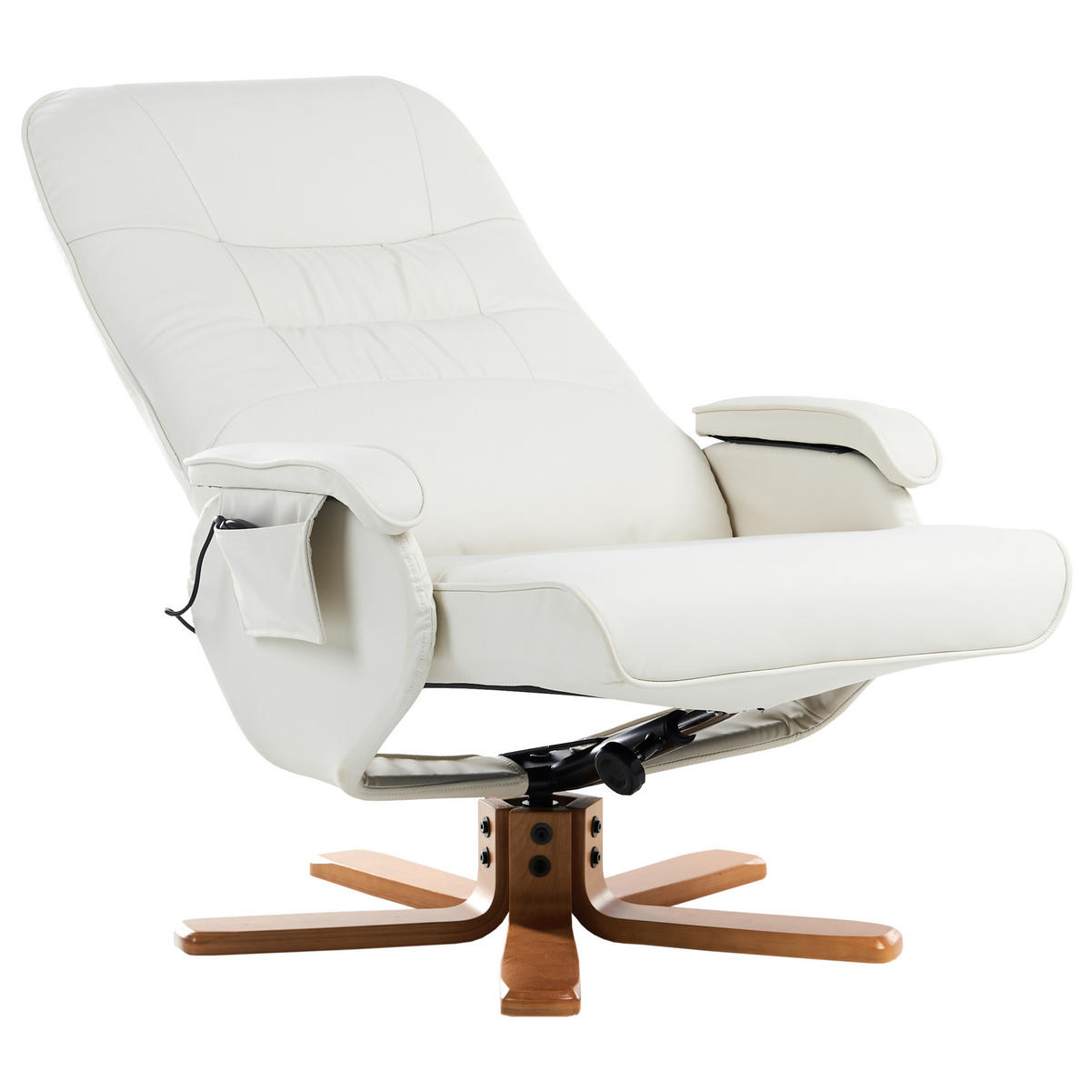 MASSAGESESSEL mit Fußhocker Kunstleder Beige Relaxpro - Beige, Holz/Textil (70/98/50cm) - Beliani