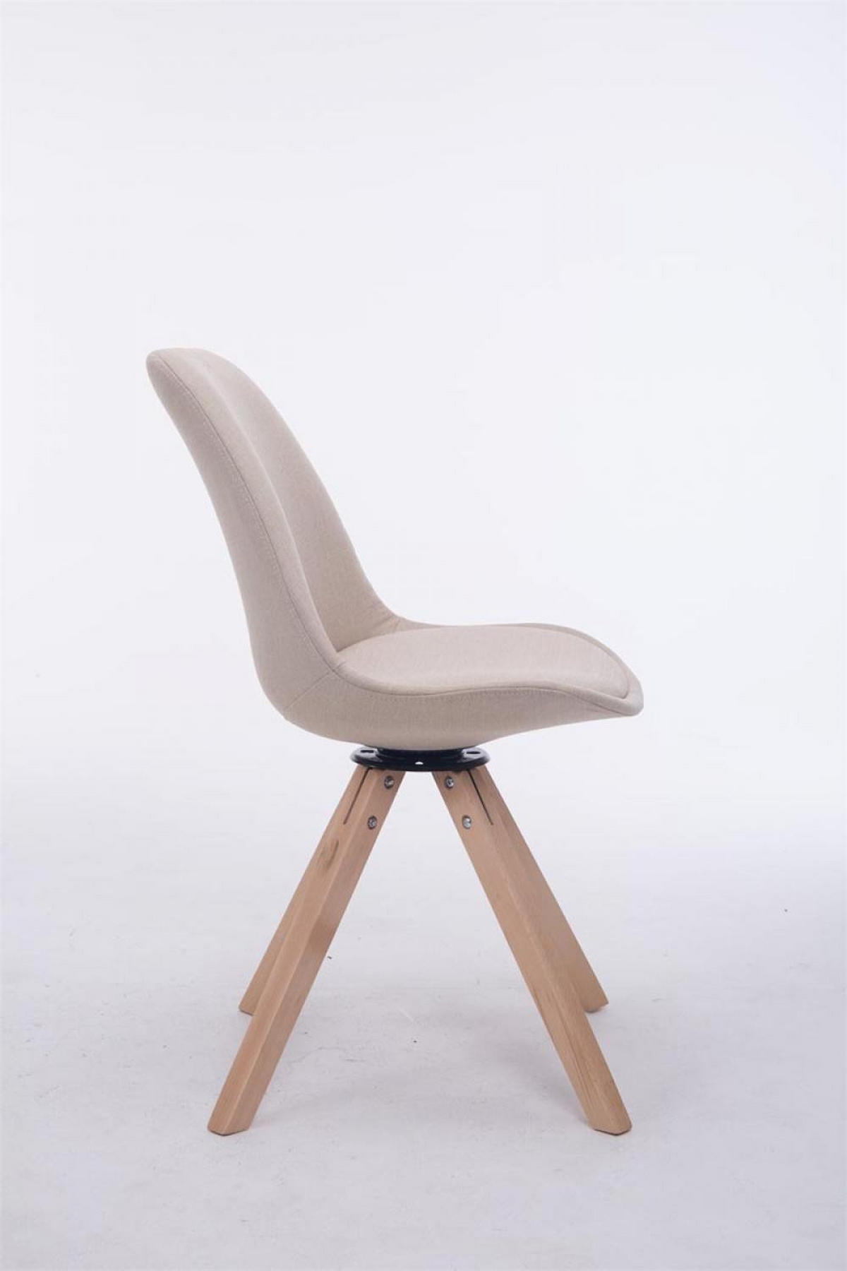 DREHSTUHL Stoff creme - Eukalyptusholzfarben/Creme, Holz/Textil (48/84/56cm) - CLP