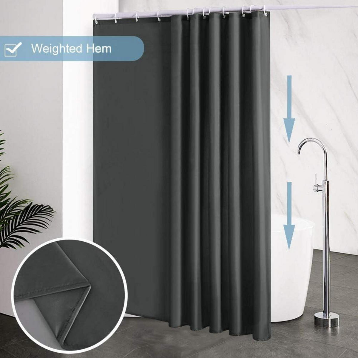 DUSCHVORHANG Dunkelgrau 200 x 240 cm - Anthrazit, Textil (200/240cm)