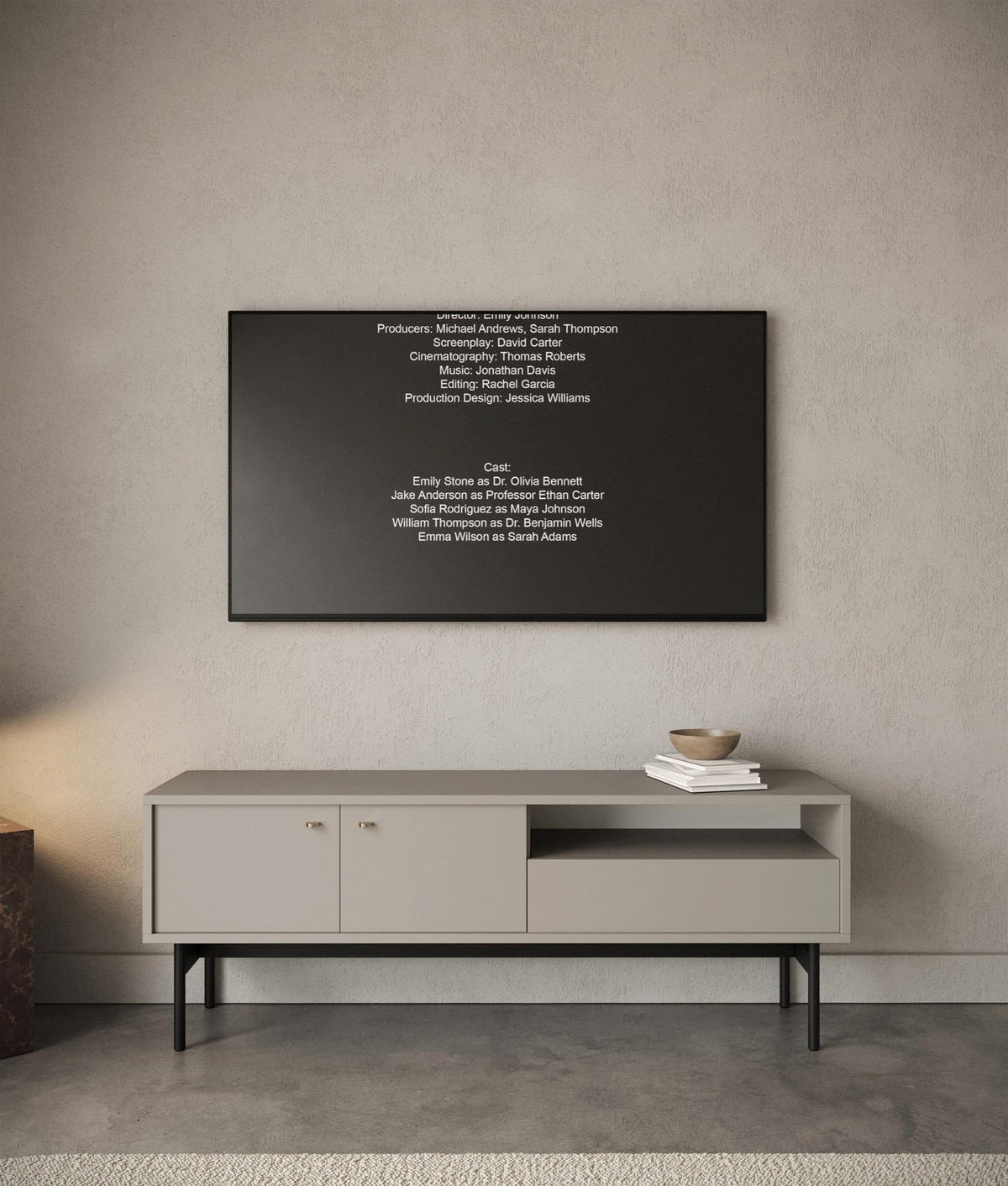 TV-STOLEK Olar II Greige 154 cm - černá/zlatá, kov/kompozitní dřevo (154/56.6/38cm) - Selsey
