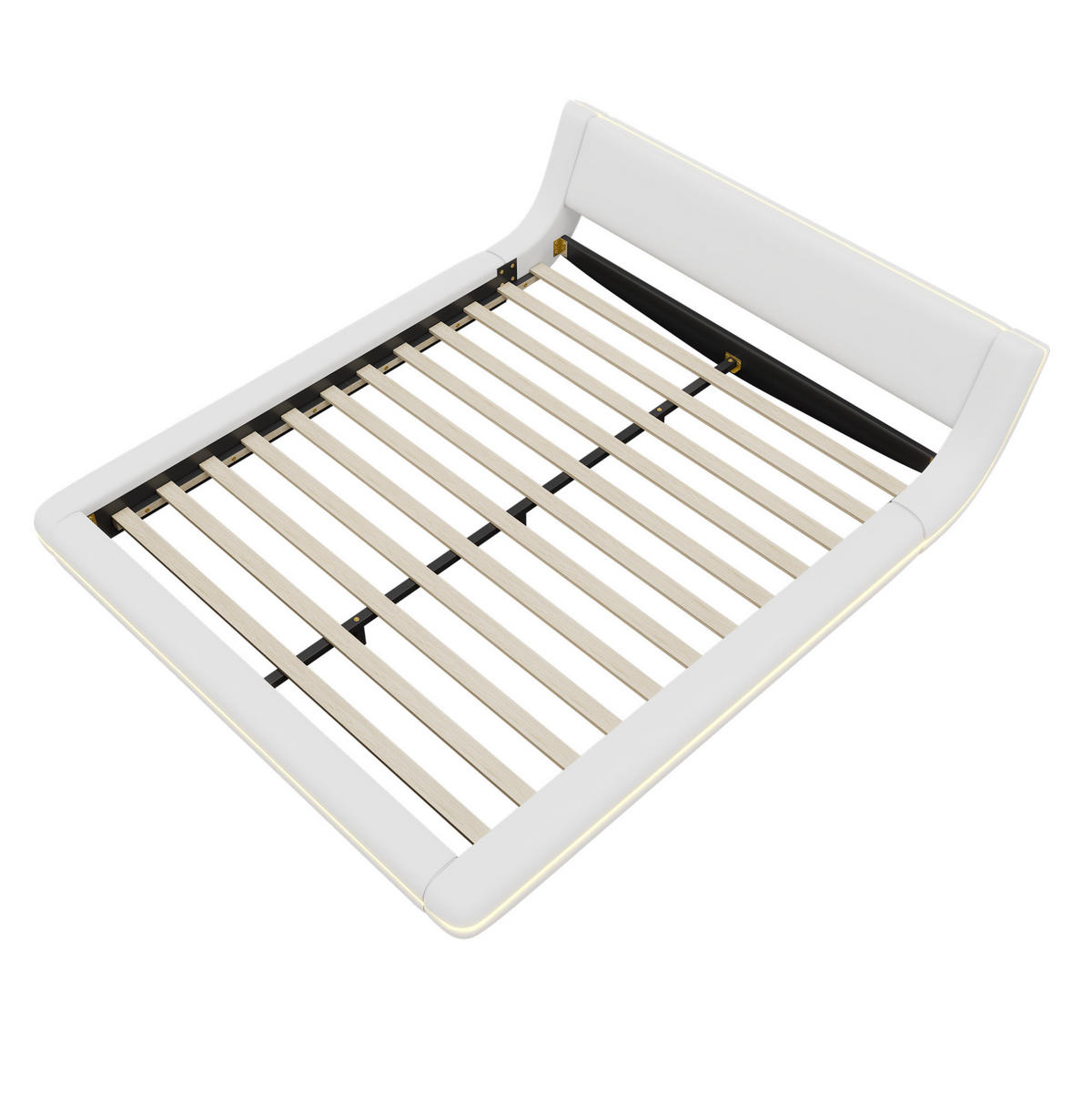 POLSTERBETT mit LED-Beleuchtung 160/200 cm in Weiß aus PU - Weiß, Kunststoff (160/200cm) - BEAOK