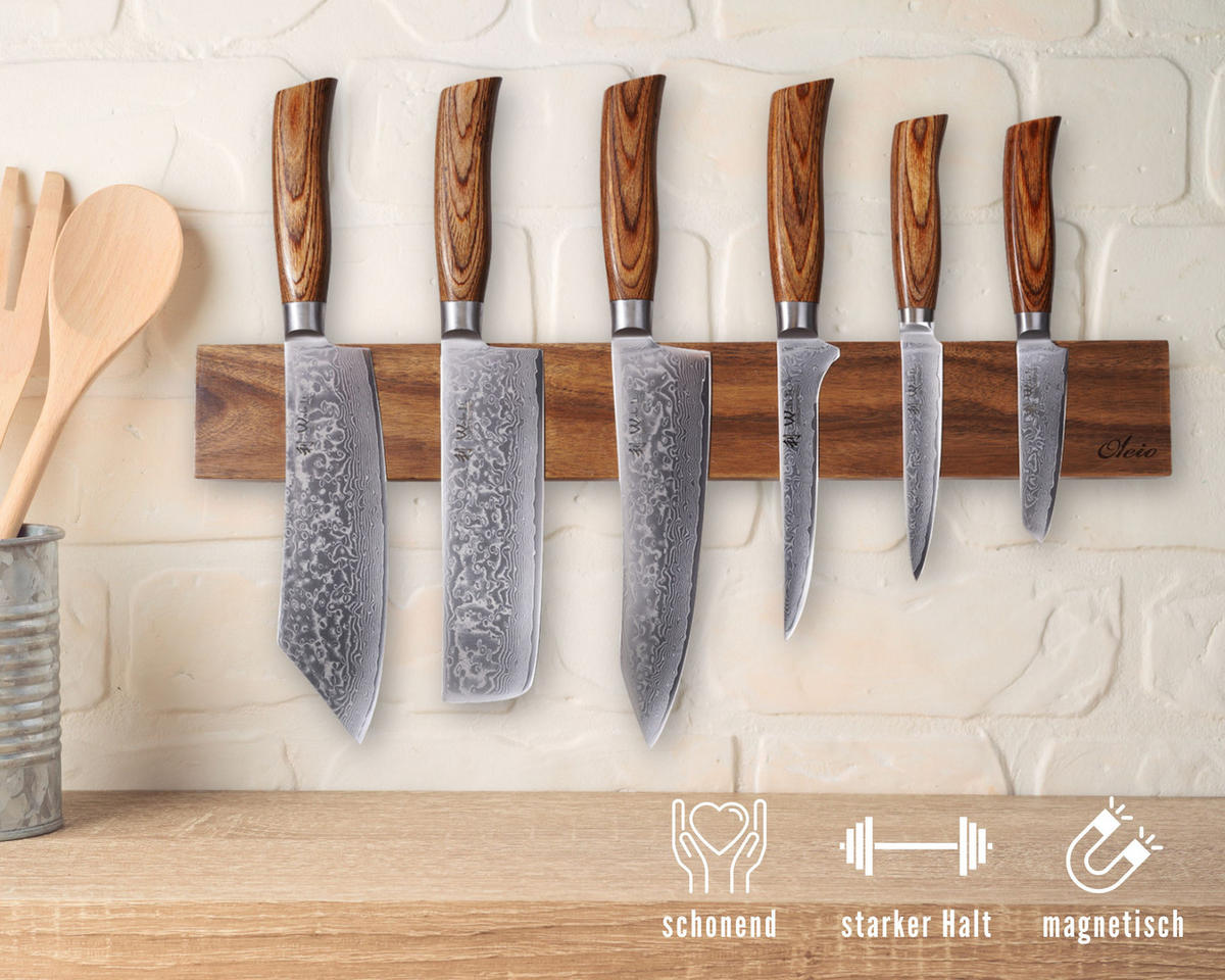 MAGNETLEISTE 50 cm - Akaziefarben, Holz (50/3.5/7cm) - Oleio