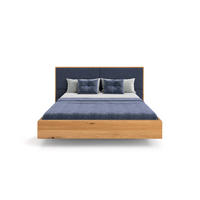 MASSIVHOLZBETT schwebend Dome aus Eiche 200x220 cm, Storm 77 (Blau) - Eichefarben/Braun, Holz (200/220cm) - Danzz