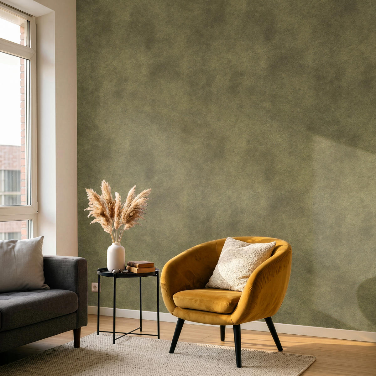 TAPETE - Textur - Abstrakt - Grün - 220x240 cm - Olivgrün, Papier (220/240cm) - OnlyWow