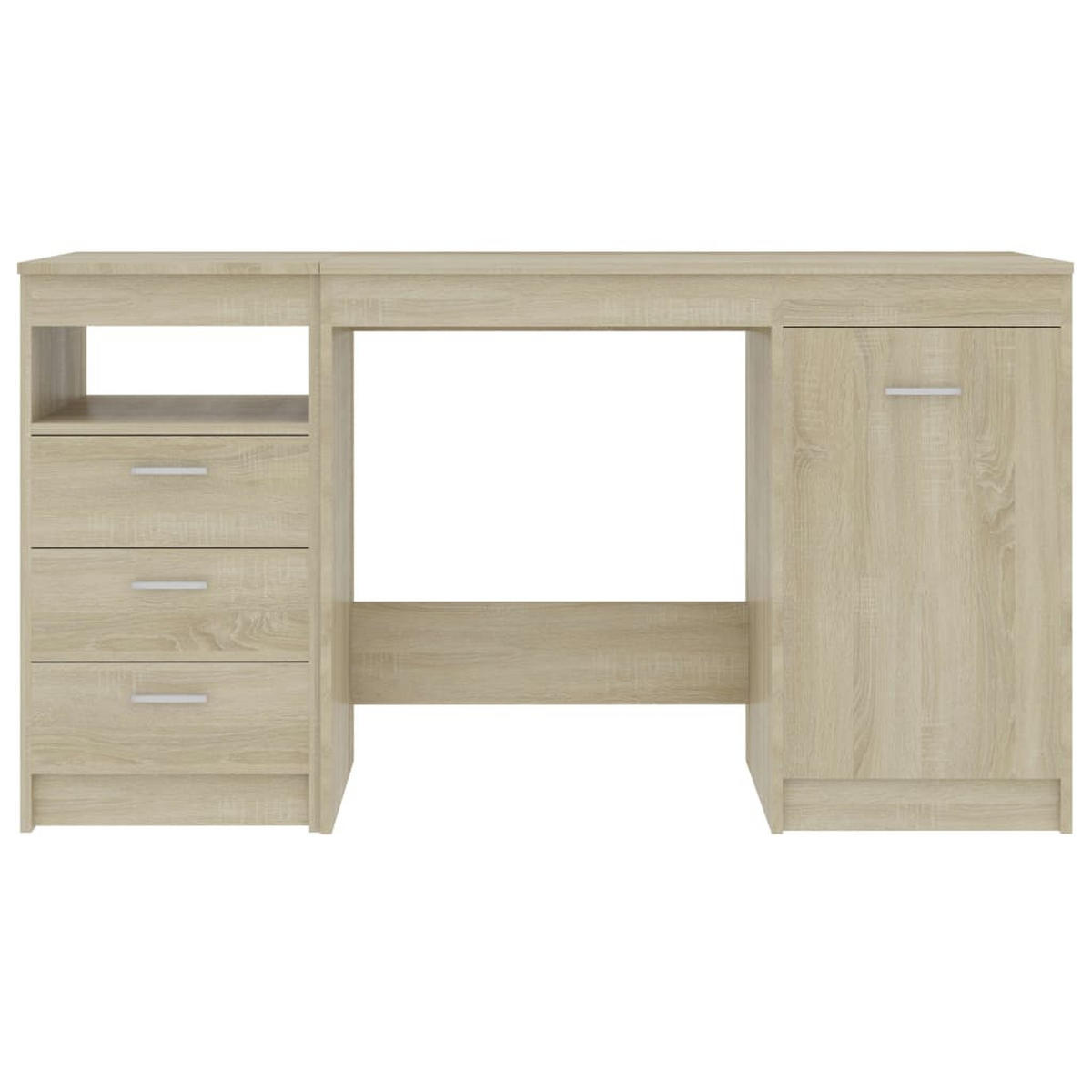 SCHREIBTISCH mit 3 Schubladen, 1 Schrank 140/50/76 cm aus Holzwerkstoff Sonoma-Eiche Dekor - Sonoma Eiche, Holz (50/140/76cm) - vidaXL