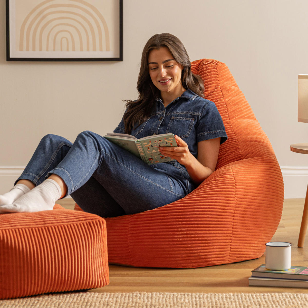 SITZSACK Dalton mit Hocker - Terracotta, Textil (90/73/84cm) - icon