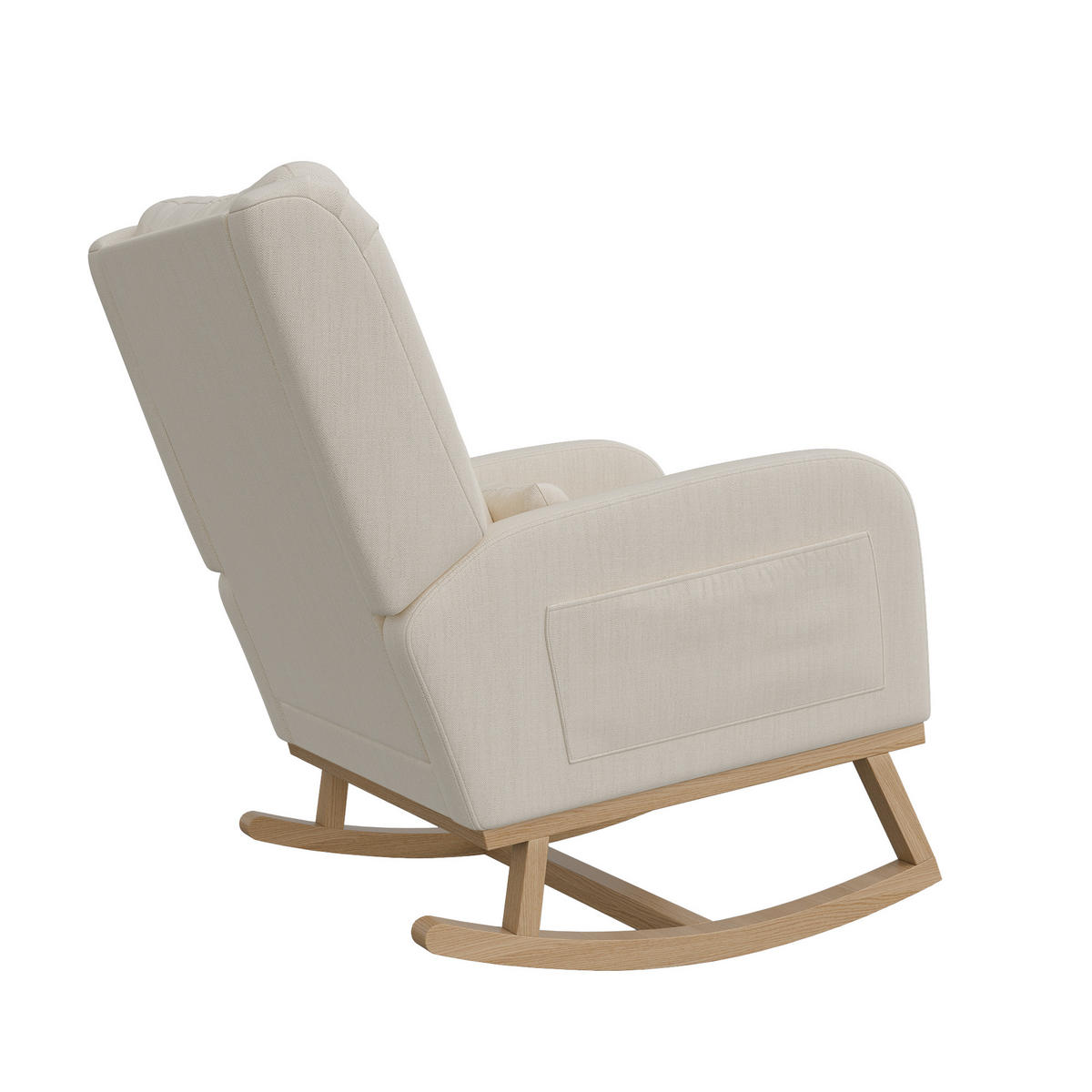 SCHAUKELSTUHL Leinen gepolstert Seitentasche beige - Beige, Holz (93/96/52cm) - LEBENLANG