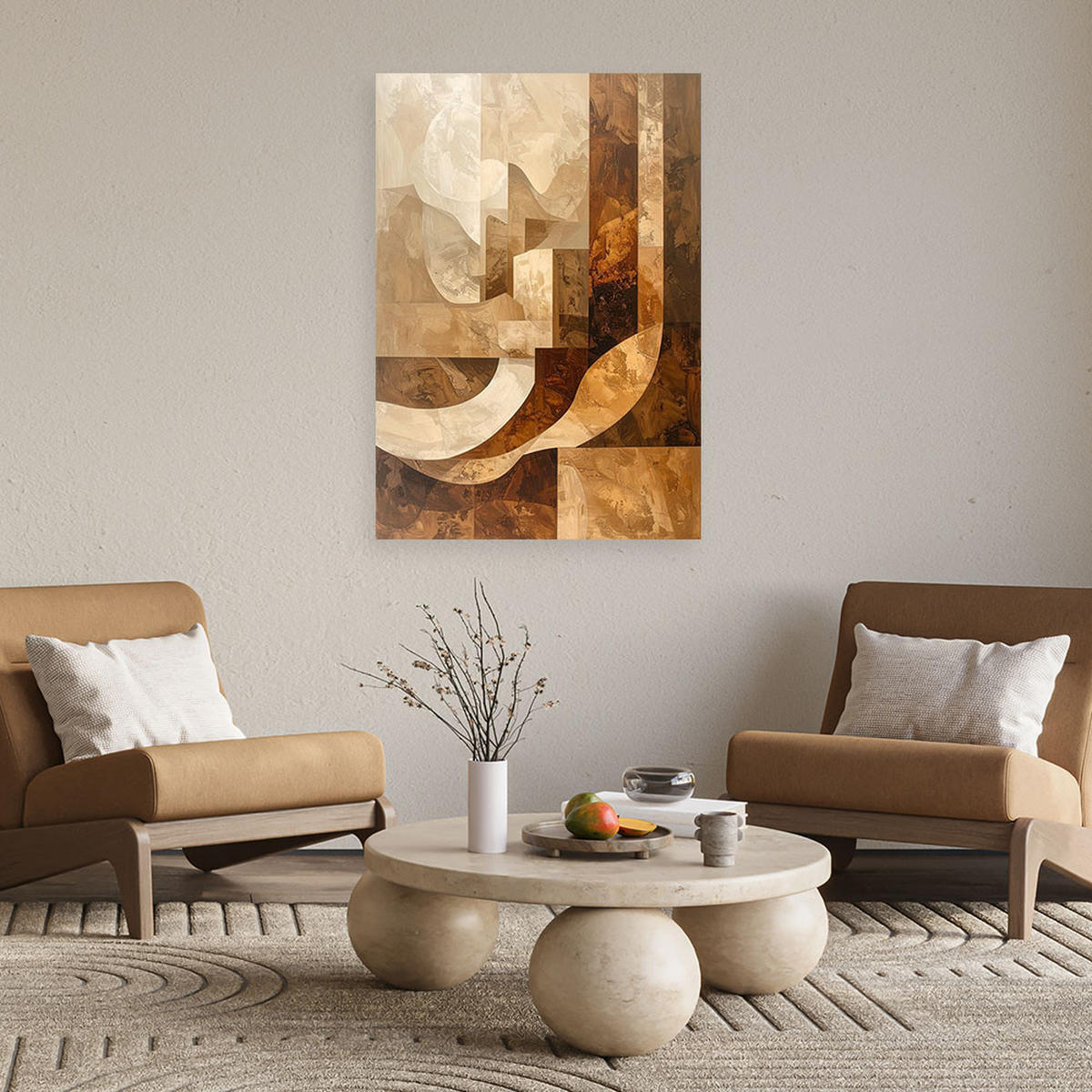 LEINWANDBILD Abstraktion 80x120cm - Beige, Textil (80/120cm) - Feeby