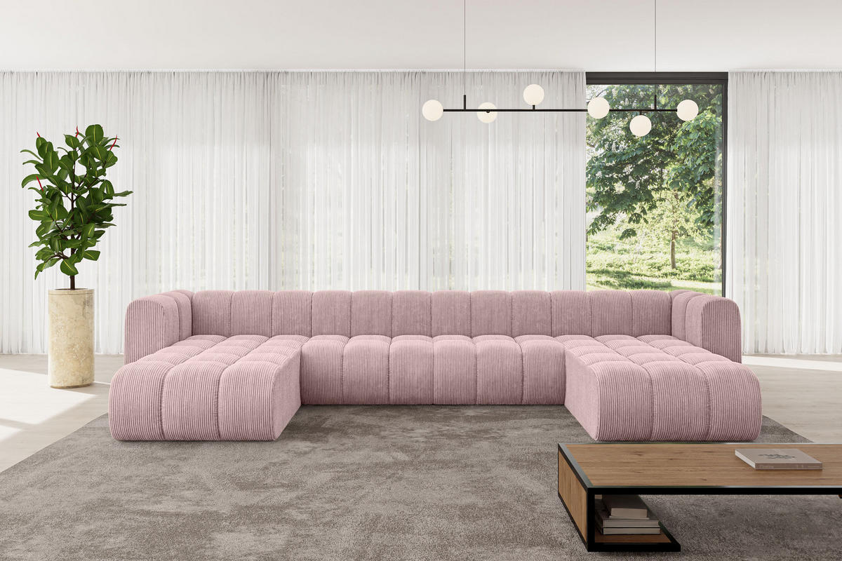 WOHNLANDSCHAFT modulares Sofa Joren-U2 - 410x177x70 cm Rosa - Rosa, Holzwerkstoff/Textil (410/70/177cm) - ALTDECOR