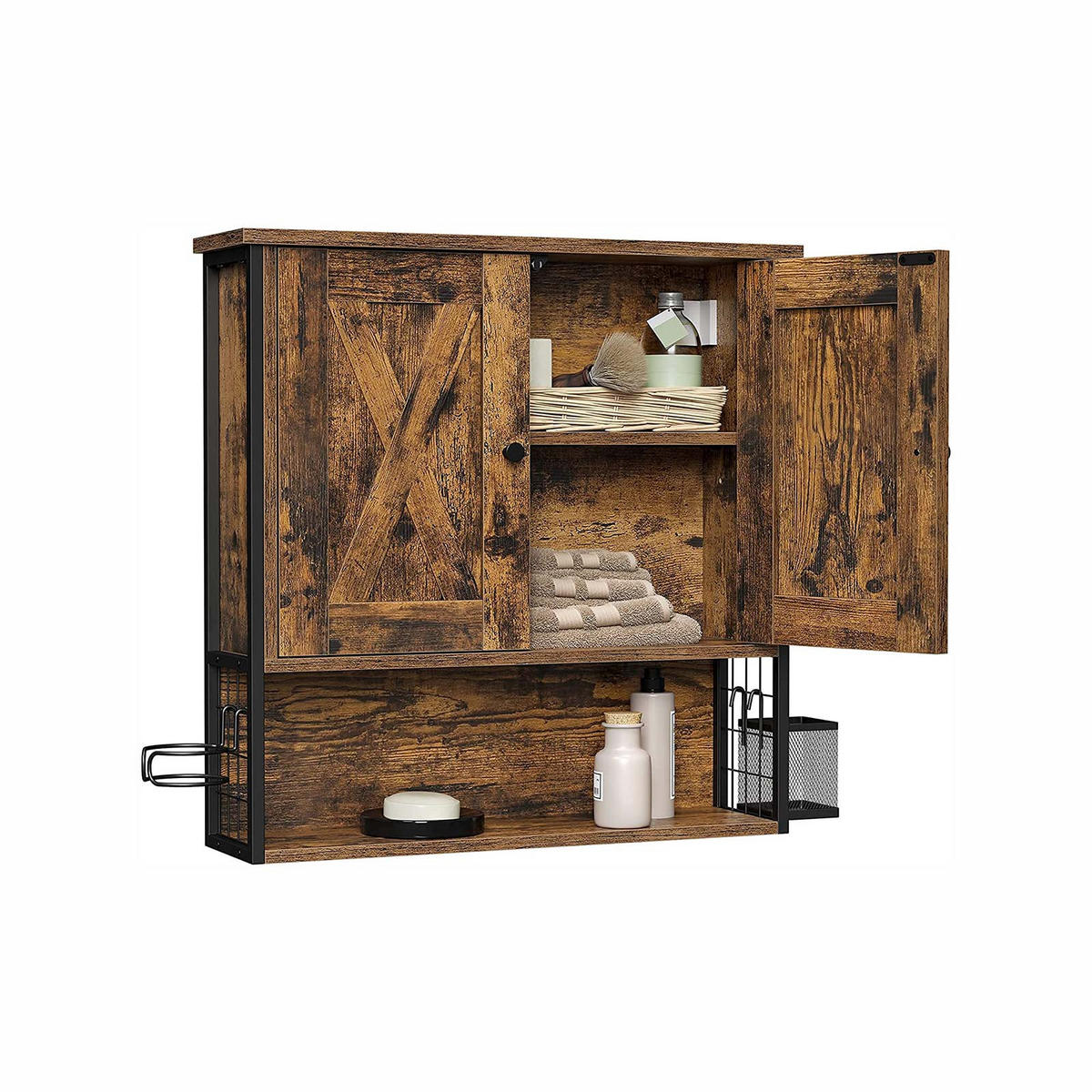 BADEZIMMERSCHRANK WANDSCHRANK - Braun, Holzwerkstoff (16/60/60cm) - Hansiro